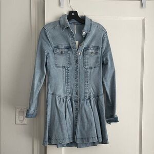Free People Washed Blue Denim Jacket Dress